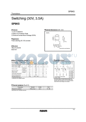 SP8K5 datasheet - Switching (30V, 3.5A)