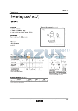 SP8K4 datasheet - Switching (30V, 9.0A)