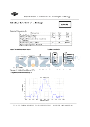 SP959B datasheet - DECT RF Filters