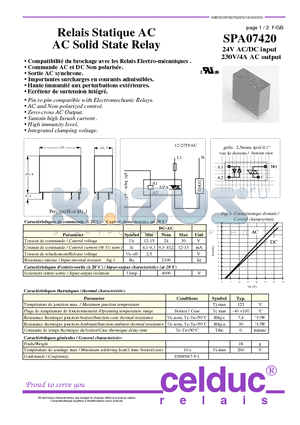 SPA07420 datasheet - AC Solid State Relay
