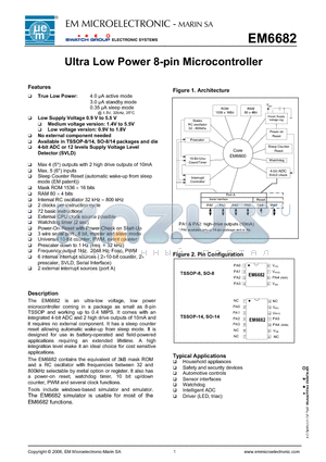 EM6682TP8A datasheet - Ultra Low Power 8-pin Microcontroller