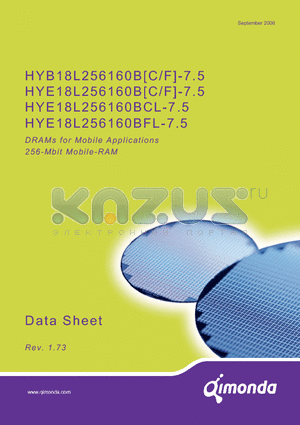 HYB18L256160BC-7.5 datasheet - DRAMs for Mobile Applications 256-Mbit Mobile-RAM