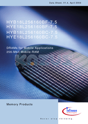 HYB18L256160BC-75 datasheet - DRAMs for Mobile Applications