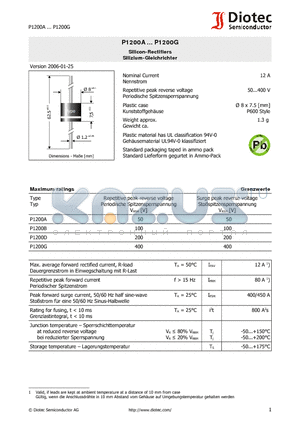 P1200A datasheet - Silicon-Rectifiers