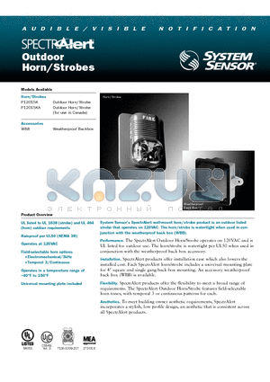 P12015K datasheet - Outdoor Horn/Strobes