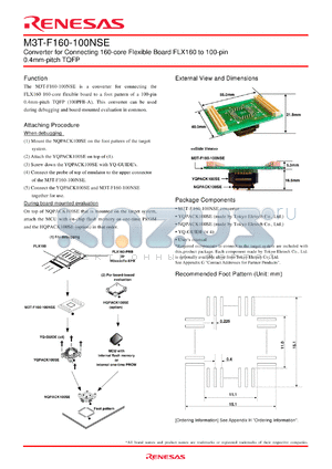 M3T-F160-100NSE datasheet - Converter for Connecting 160-core Flexible Board FLX160 to 100-pin 0.4mm-pitch TQFP