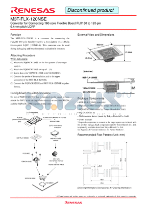 M3T-FLX-120NSE datasheet - Converter for Connecting 160-core Flexible Board FLX160 to 120-pin 0.4mm-pitch LQFP