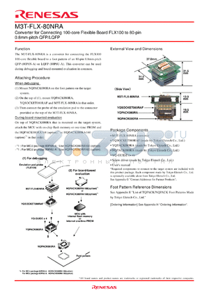 M3T-FLX-80NRA datasheet - Converter for Connecting 100-core Flexible Board FLX100 to 80-pin 0.8mm-pitch QFP/LQFP