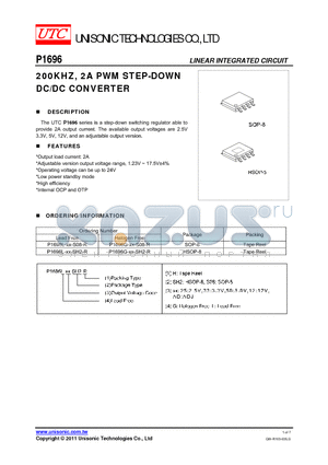 P1696L-XX-SH2-R datasheet - 200KHZ, 2A PWM STEP-DOWN DC/DC CONVERTER