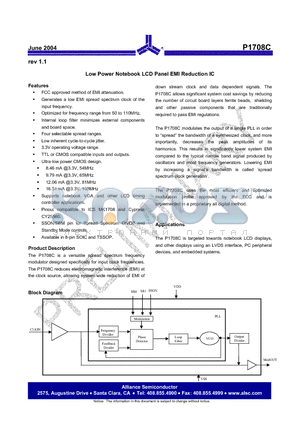 P1708C datasheet - Low Power Notebook LCD Panel EMI Reduction IC