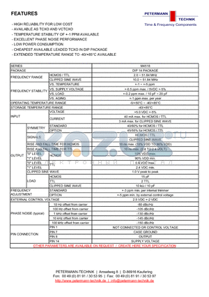 M4518 datasheet - HIGH RELIABILITY FOR LOW COST AVAILABLE AS TCXO AND VCTCXO