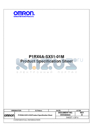 P1RX6A-SX51-01M datasheet - The P1RX6-SX51-01M (RX-SX51) is an optical module that receives and converts an optical HDMI signal.