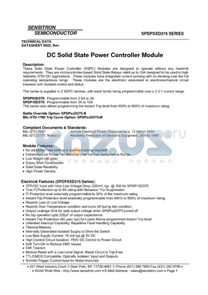 SPDP10D375 datasheet - DC Solid State Power Controller Module