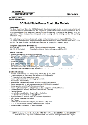 SPDP50D375 datasheet - DC Solid State Power Controller Module