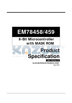 EM78459 datasheet - 8-Bit Microcontroller with MASK ROM