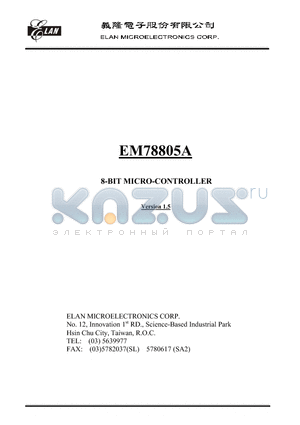EM78805A datasheet - 8-BIT MICRO-CONTROLLER