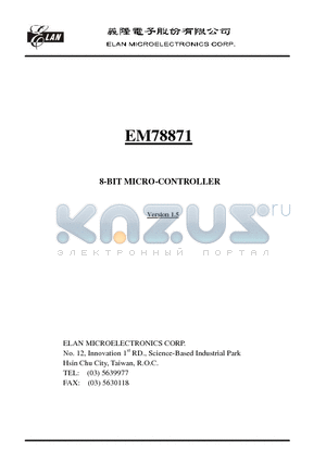 EM78871H datasheet - 8-BIT MICRO-CONTROLLER