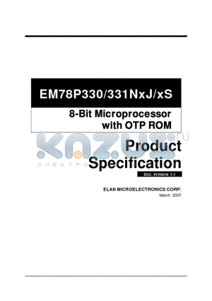EM78P330 datasheet - 8-Bit Microprocessor with OTP ROM
