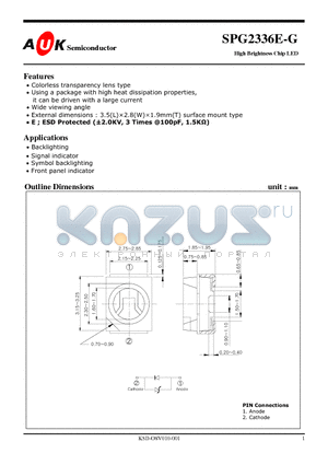 SPG2336E-G datasheet - High Brightness Chip LED