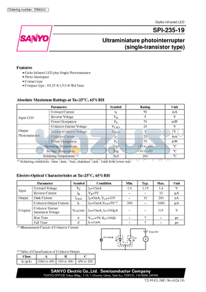 SPI-235-19 datasheet - Ultraminiature photointerrupter (single-transistor type)