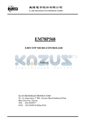 EM78P568 datasheet - 8-BIT OTP MICRO-CONTROLLER