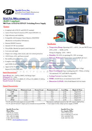 SPI900GCM datasheet - 900 Watts ATX12V& EPS12V Switching Power Supply