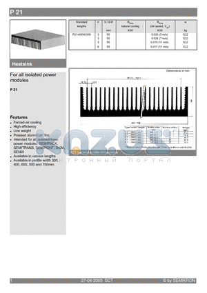 P21/400W/300 datasheet - For all isolated power modules