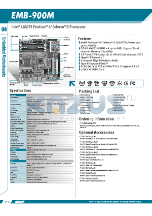 EMB-900M datasheet - Intel^ Pentium^ 4/ Celeron^ D (LGA775) Processors