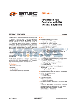 EMC2103-2-AP datasheet - RPM-Based Fan Controller with HW Thermal Shutdown