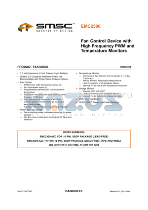 EMC2300 datasheet - Fan Control Device with High Frequency PWM and Temperature Monitors