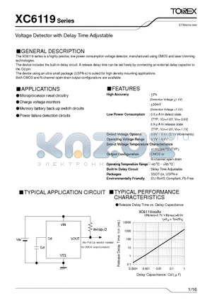 XC6119N50A7R-G datasheet - Voltage Detector with Delay Time Adjustable