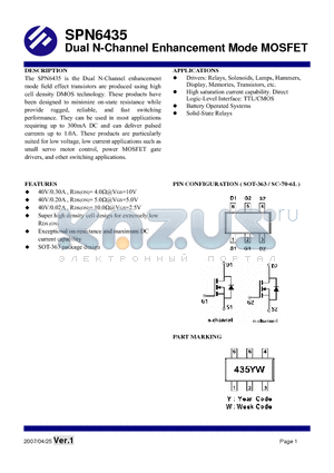 SPN6435S36RG datasheet - Dual N-Channel Enhancement Mode MOSFET