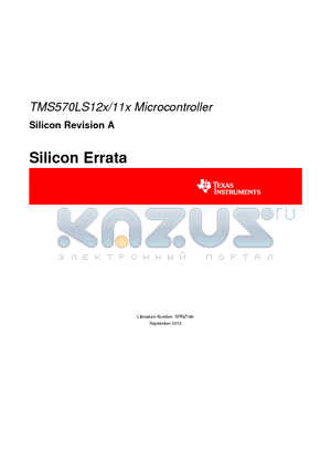 SPNZ186 datasheet - This document describes the known exceptions to the functional specifications for the device.