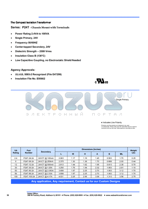 P24T-30-24 datasheet - The Compact Isolation Transformer