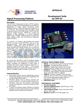 SPPDS-01 datasheet - Development Suite for SPP-01