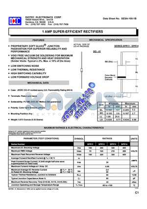 SPR12 datasheet - 1 AMP SUPER-EFFICIENT RECTIFIERS