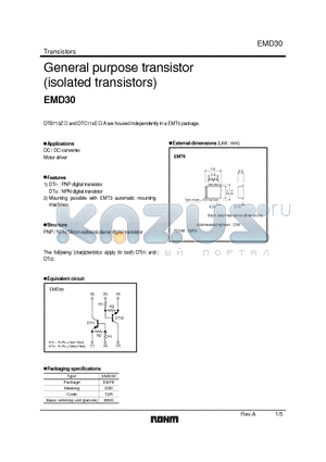 EMD30 datasheet - General purpose transistor (isolated transistors)