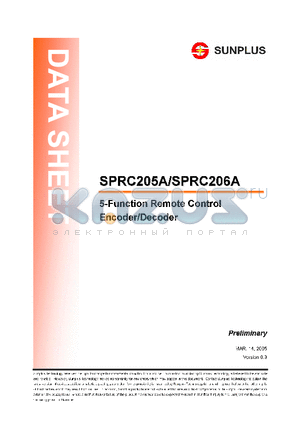 SPRC205A datasheet - 5-FUNCTION REMOTE CONTROL ENCODER / DECODER