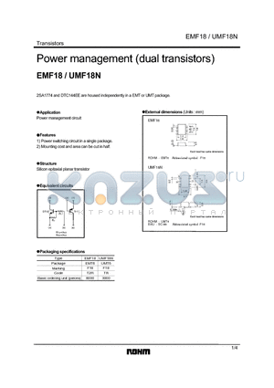 EMF18 datasheet - Power management (dual transistors)