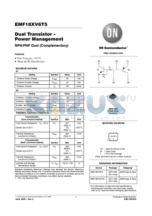 EMF18XV6T5G datasheet - Dual Transistor - Power Management