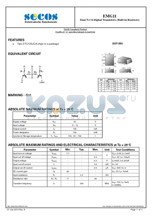 EMG11 datasheet - Dual N-Ch Digital Transistors