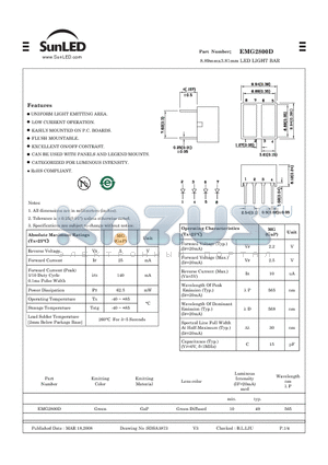 EMG2800D datasheet - 8.89mmx3.81mm LED LIGHT BAR