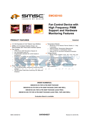 EMC6D103-CK datasheet - FAN CONTROL DEVICE WITH HIGH FREQUENCY PWM