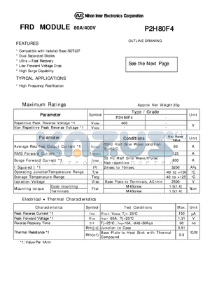 P2H80F4 datasheet - FRD MODULE 80A/400V