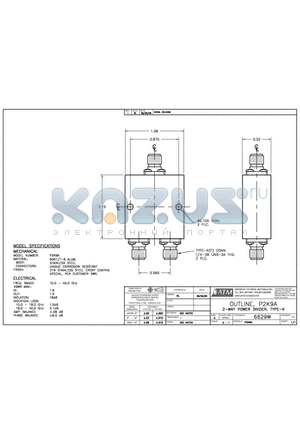 P2K9A datasheet - OUTLINE, P2K9A 2-WAY POWER DIVIDER, TYPE-K