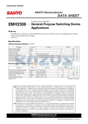 EMH2308 datasheet - General-Purpose Switching Device Applications
