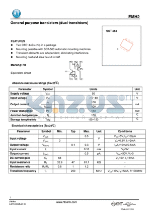 EMH2 datasheet - General purpose transistors (dual transistors)