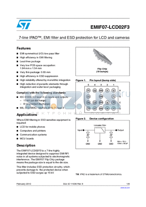 EMIF07-LCD02F3_10 datasheet - 7-line IPAD, EMI filter and ESD protection for LCD and cameras