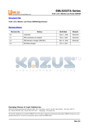 EMLS232TAW-6E datasheet - 512K x 32 x 4Banks Low Power SDRAM Specificaton