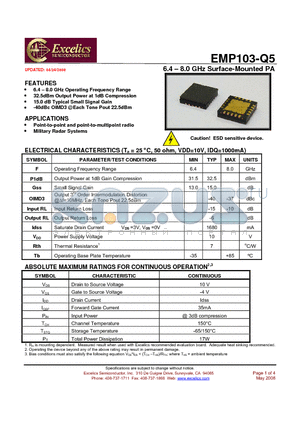 EMP103-Q5 datasheet - 6.4 - 8.0 GHz Surface-Mounted PA